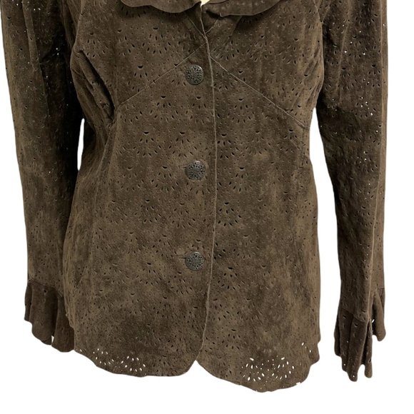 Cold Creek women's 100% leather jacket button front brown size L - Picture 4 of 13